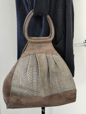 Vintage Python Suede Hobo Satchel Purse